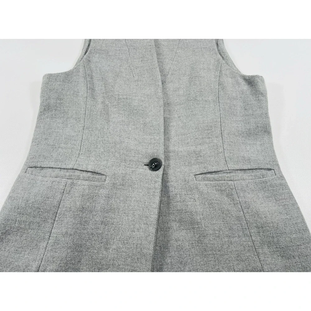 White House Black Market Long‎ Light Gray Tweed Vest  1 Button Women's Size 10